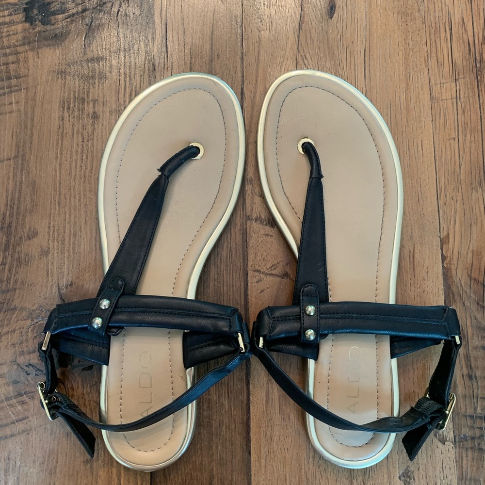 ALDO Women’s Black and Gold Sandals